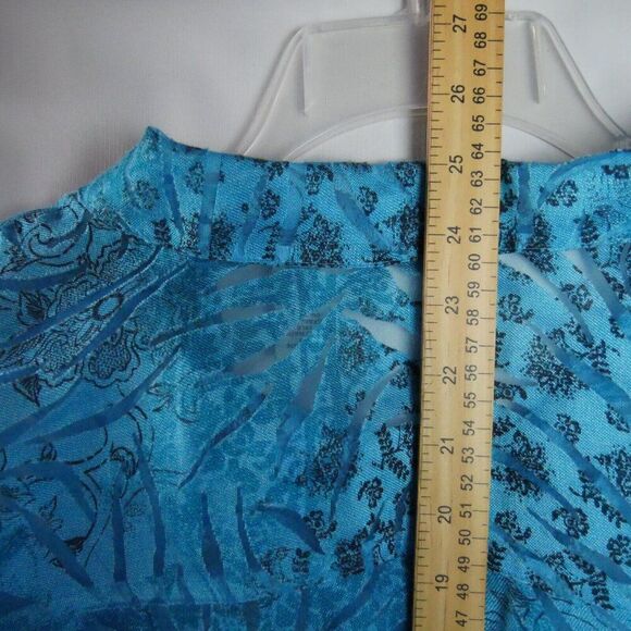 French Foundry Women's Size L Blue Semi Sheer Top 3/4 Long Sleeve Pocket Blouse - Picture 11 of 13